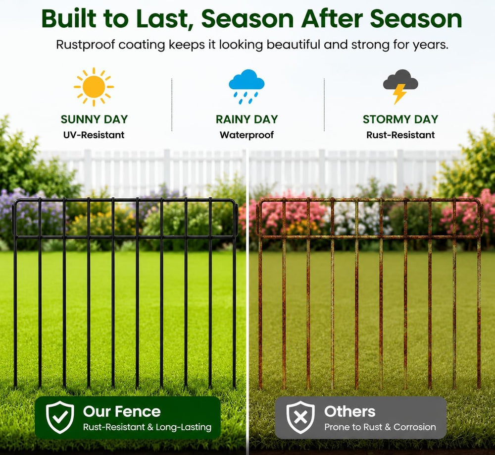 Garden Fence 26.7 FT x 17" H, Decorative Metal Border for Flower Beds