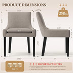 COLAMY Upholstered Dining Chairs Set of 2 with Mid Back and Wood Legs, Modern Accent Side Chairs for Living Room/Dining Room-Camel