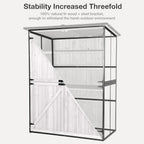 Outdoor Storage Shed with Floor - Waterproof Natural Fir Cabinet with Adjustable Shelves and Double Lock for Anti-Theft - Suitable for Storing Garden Tools and Household Debris (White)