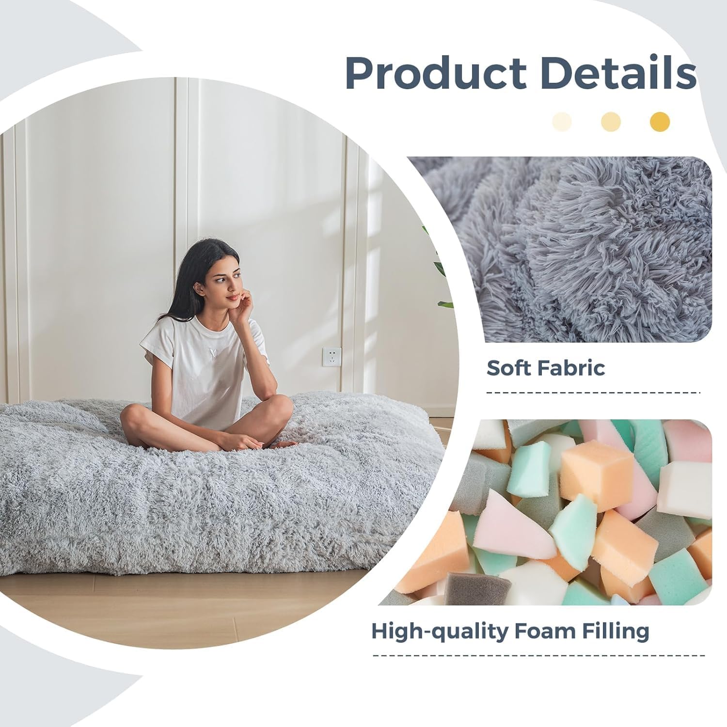 MAXYOYO 3 in 1 Bean Bag Chair, Giant Bean Bag Sofa Bed, Floor Couch with High-Density Foam Filling, Bean Bag Chair for Adult