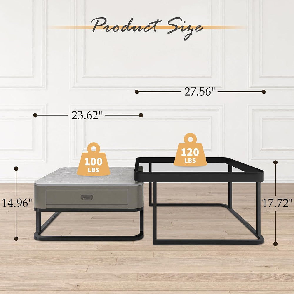 Jerry & Maggie Ø 27.5" Tempered Glass Coffee Tables for Living Room ...