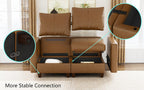 EASE MOOSE Leather Modualr Sectional Couch Sofa with Storage Ottomans,Faux Leather Sectional Sofa Brown U Shaped Modular Couch