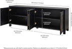 Henn&Hart TV Stand for TVs up to 75" with 2 Concealed Storage Cabinets with an Adjustable Shelf for Living Room, Family Room, or Office, Natural Black