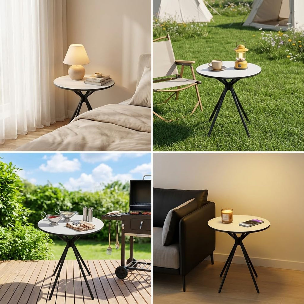 Oval Side Table, 10mm HPL Tabletop End Table, 110 lbs Detachable Small Side T...