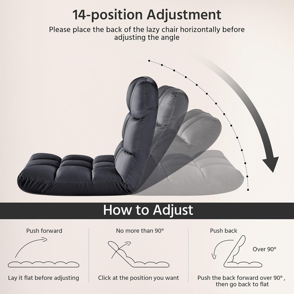 Yaheetech 14-Position Folding Floor Chair with Adjustable Back Support Gray |...