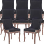 Dining Chairs Set of 8, Kitchen & Dining Room Chairs, Leopord Fabric Upholstered Dinning Chairs, Sillas De Comedor, Nailhead Trim, Wood Legs (Leopord, 8 Pcs)