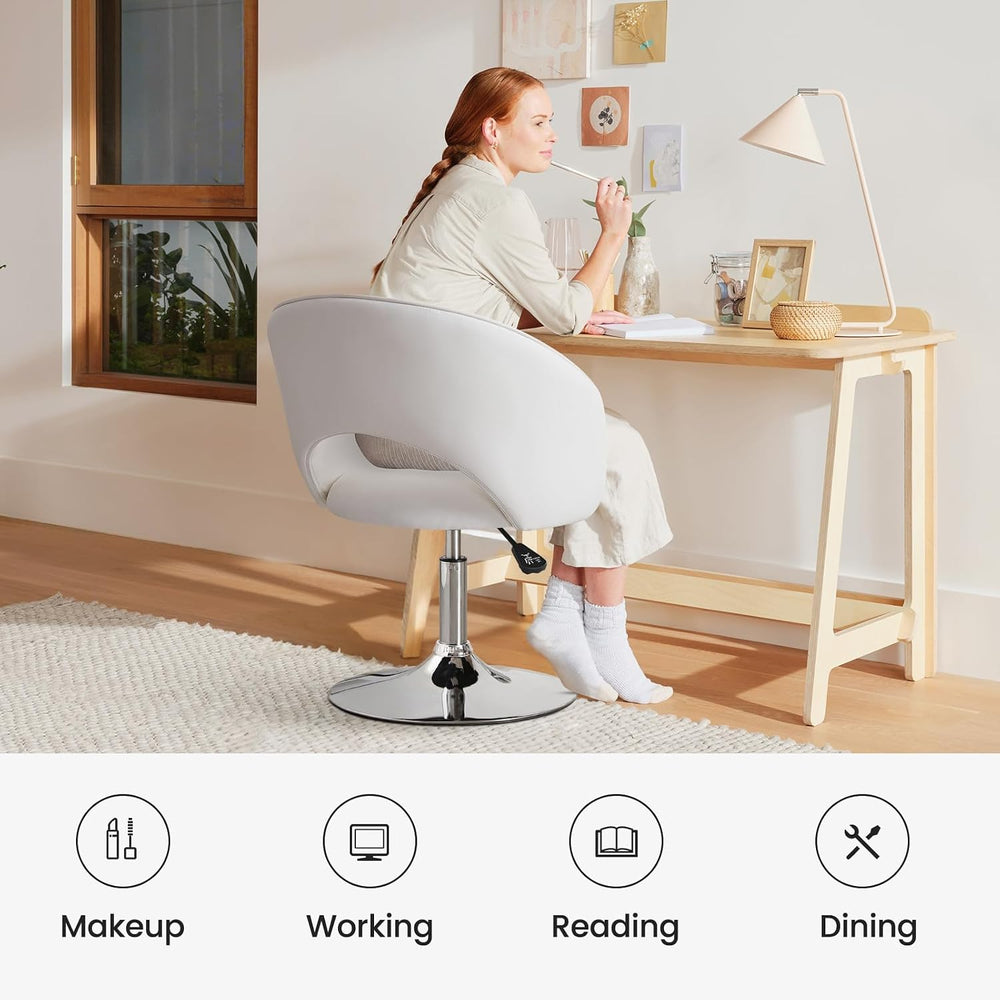 Furniliving Makeup Vanity Chair, Flexible Round-Back Accent Chair with Plated...