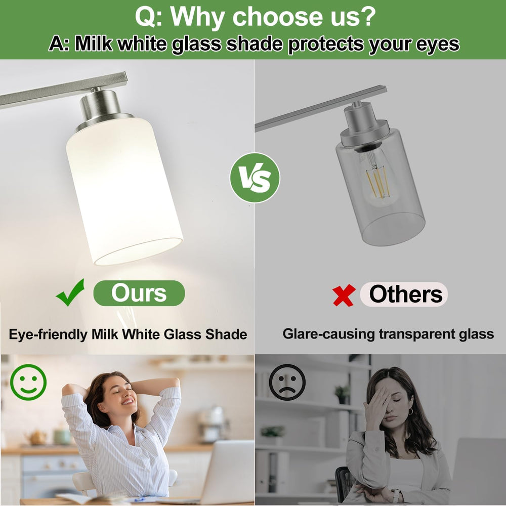 MOKATNG 5-Light Vanity Light with Milky White Shades, Brushed Nickle Bathroom...