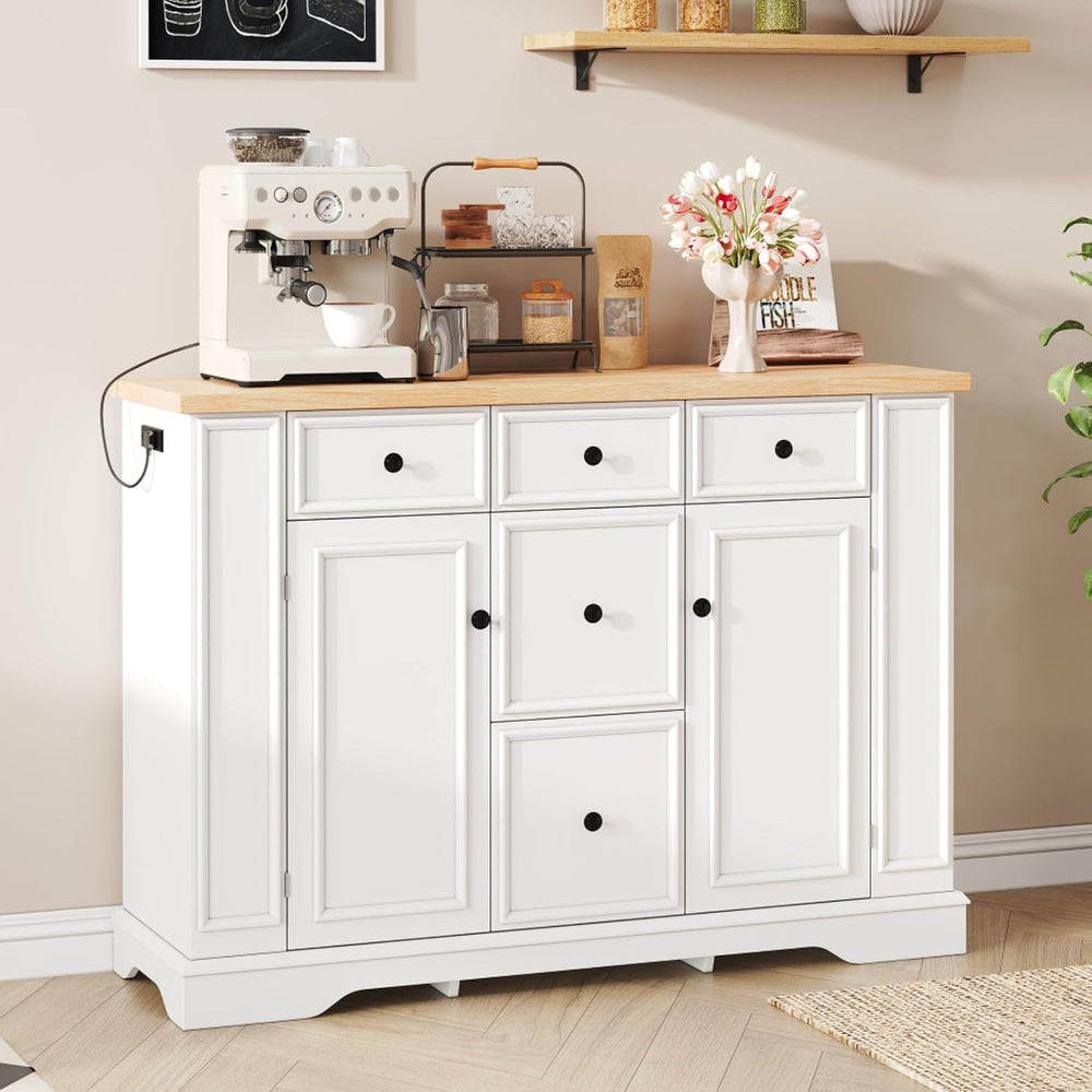 Hassyee Fixed Kitchen Island with Storage Space, Kitchen Console Table with 5...