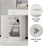 4ever2buy Salon Stations for Hair Stylist, Wall Mount Barber Station with Barber Cabinet, Hair Station Equipment Hair Dryer Holder, Drawers, Mirror not Included, White