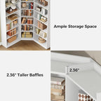 IRONCK Corner Bookshelf, 7-Tier Bookshelf with Storage, Corner Bookcases with Baffles Etagere Shelf for Living Room Home Office Bedroom, White