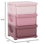 Qaba 3 Tier Kids Storage Unit, 3 Drawer Chest Toy Organizer Plastic Bins for Kids Bedroom Nursery Kindergarten Living Room for Boys Girls Toddlers, Pink