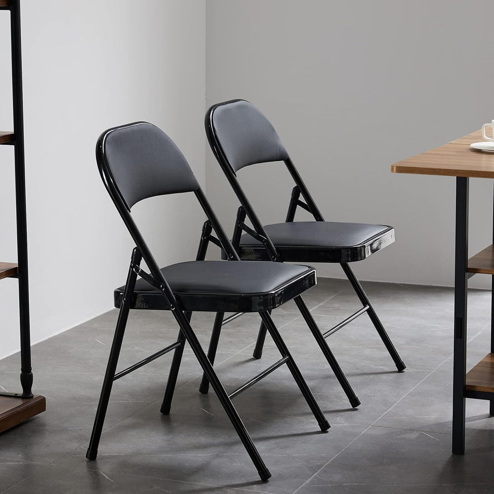 Karl home 12 Pack Black Folding Chairs with Padded Seats, 330lbs Capacity