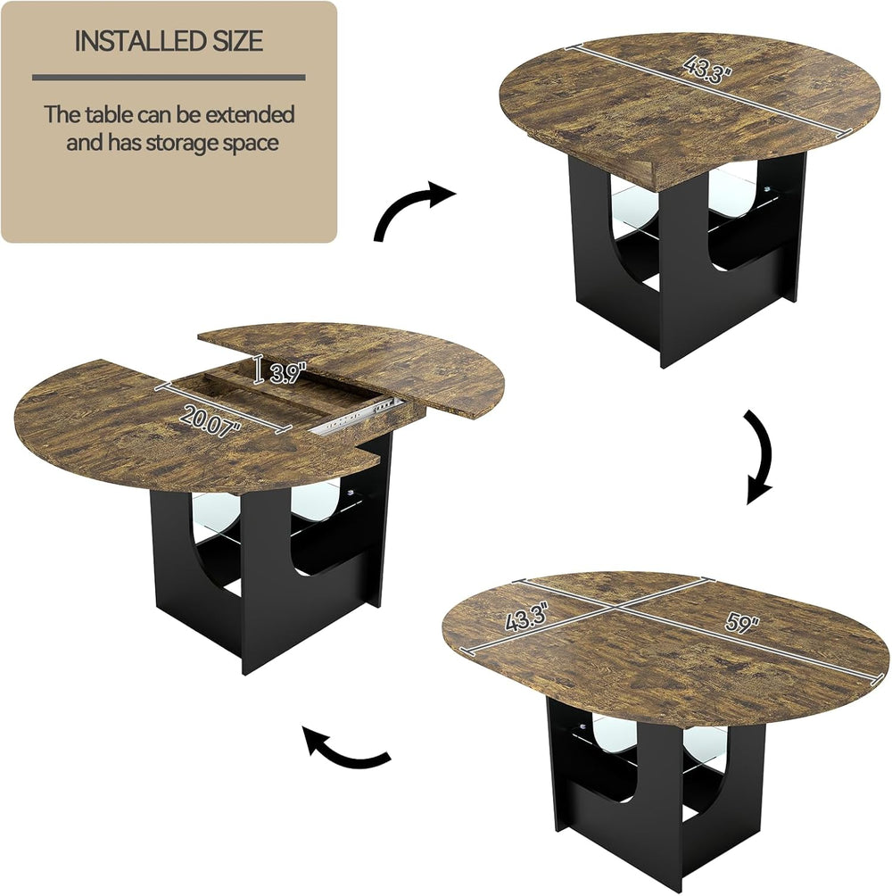 ARTETHYS 43.3"-59" Extendable Round Dining Room Table for 4-8 with ...