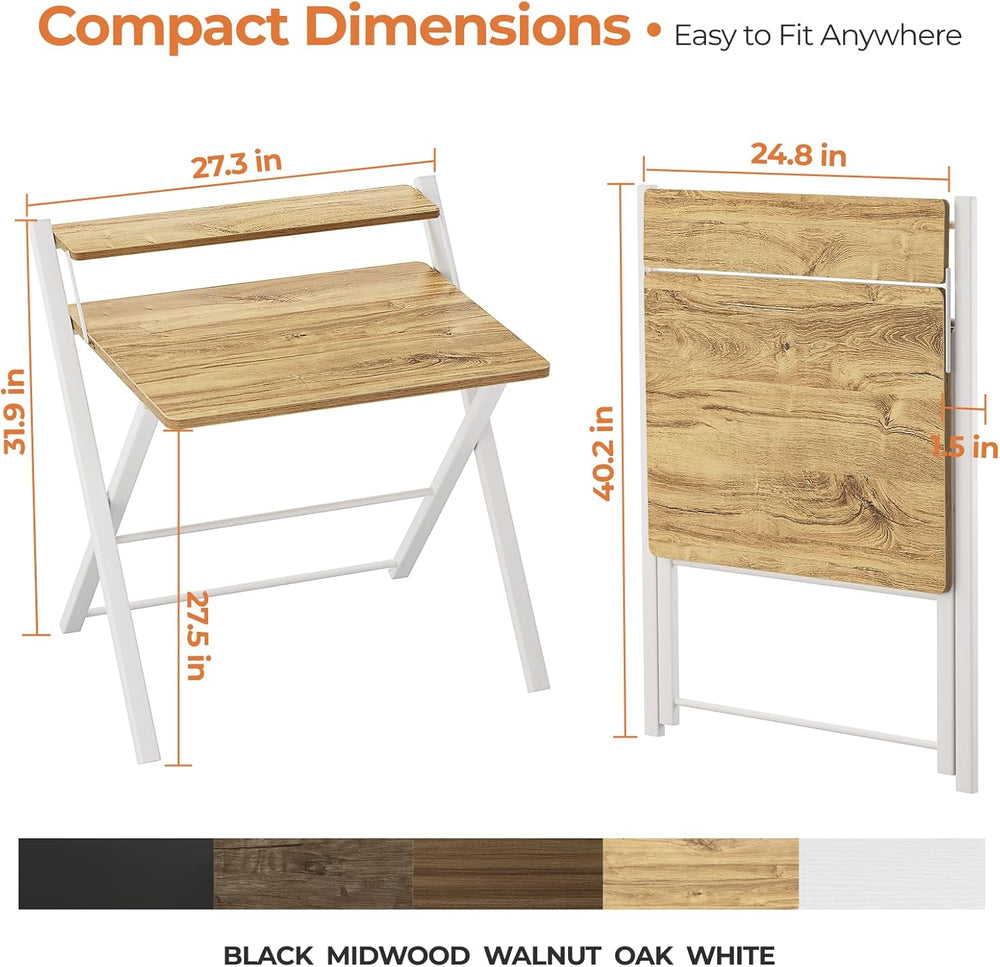 GreenForest Portable Small Desk No Assembly, 2-Tier Compact Computer Desk wit...