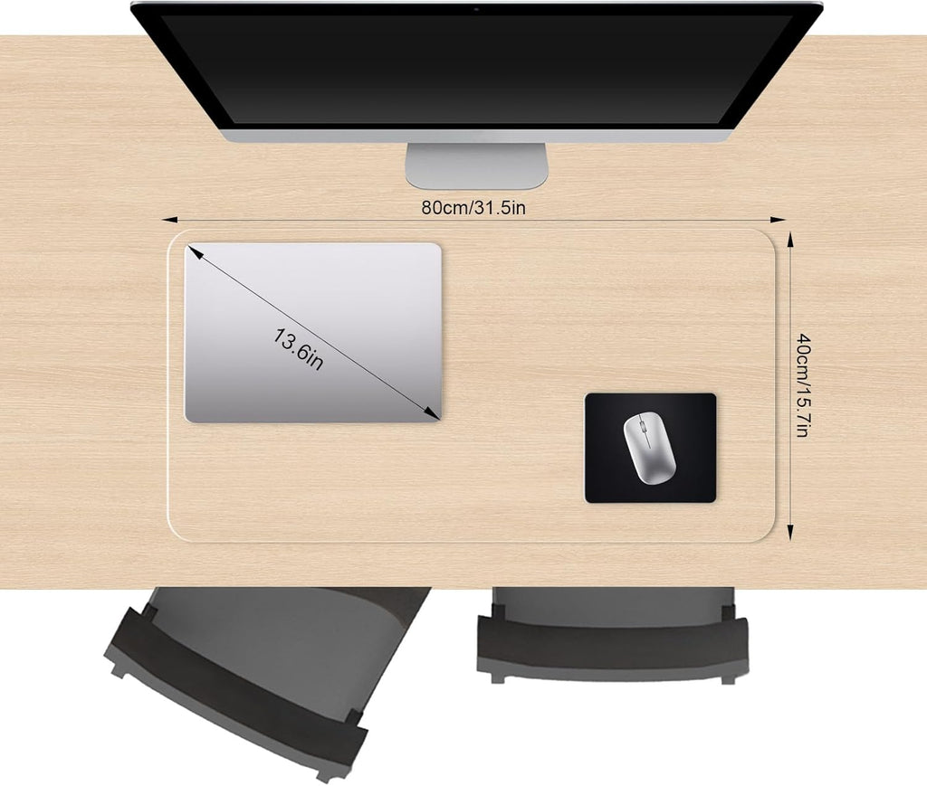 Clear Desk Mat, Non-Slip PVC Desk Protector Mat with Round Edge, Heat Resistant & Waterproof Clear Desk Writing Mat for Home and Office (31.5''*15.7'')