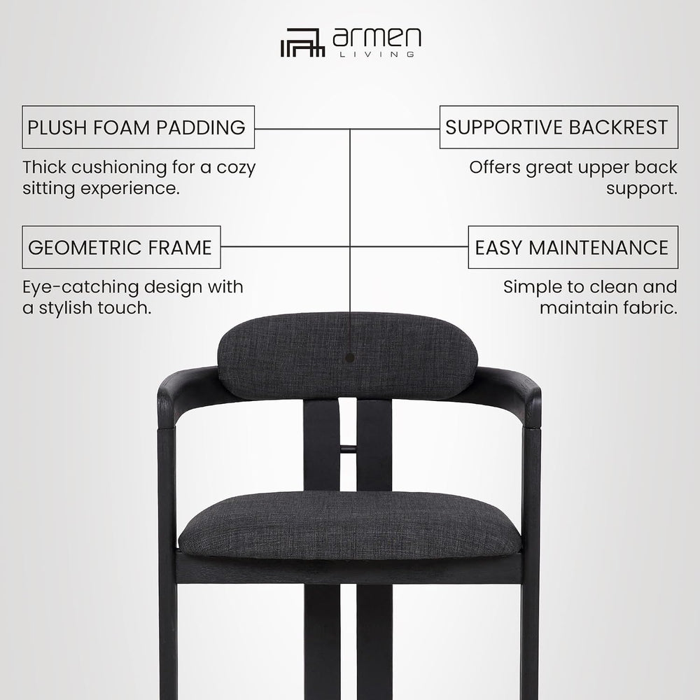 Armen Living Jazmin Contemporary Dining Chair in Black Brushed Wood Finish an...