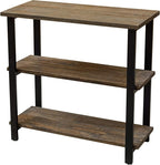 Pomona 3-Tier Bookcase with 2 Lower Shelves – 30" Tall Rustic Industrial Under-Window Bookshelf with Solid Wood and Metal Frame for Living Room, Bedroom, or Home Office by Alaterre Furniture