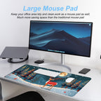 Christmas Reindeer Mouse Pad– Large Extended Desk Mat with Holiday Winter Snow Scene, Non-Slip Base Keyboard Pad for Home Office, Gaming, Workstation,31.5 x 11.8 in