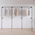 Industrial Pipe Clothing Rack, Heavy Duty Wall Mounted Clothes Rack, Retail Display Hanging Garment Rod for Laundry Rooms, Closet Storage 14.6x110x82.7 Inches, Model K07