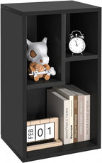 VECELO 3 Cube Small Bookcase, Fits Tallest Hardcovers, Horizontal Available, 2-Tier Modern Bookshelf, Storage Organizer for Small Spaces, Kids Room, Bedroom Living Room, Black