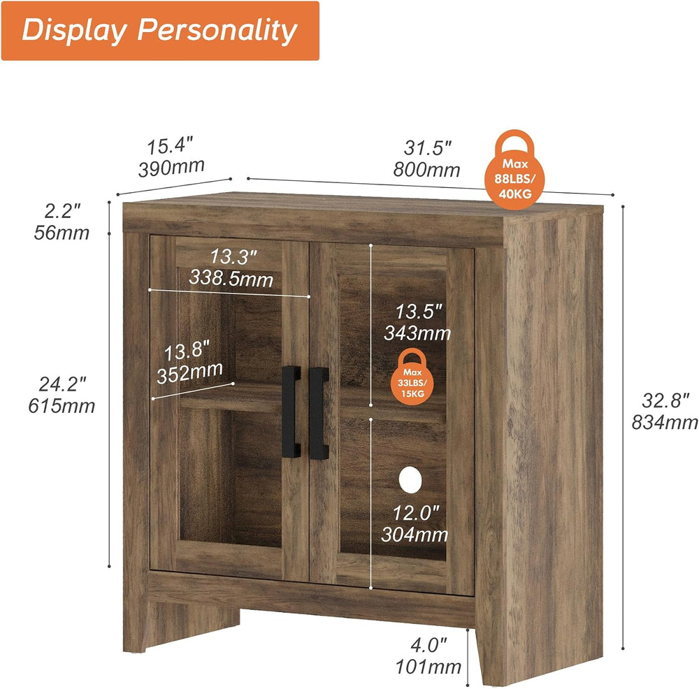 WAMPAT Buffet Cabinet with Storage, Kitchen Sideboard Cabinet with Glass Door...