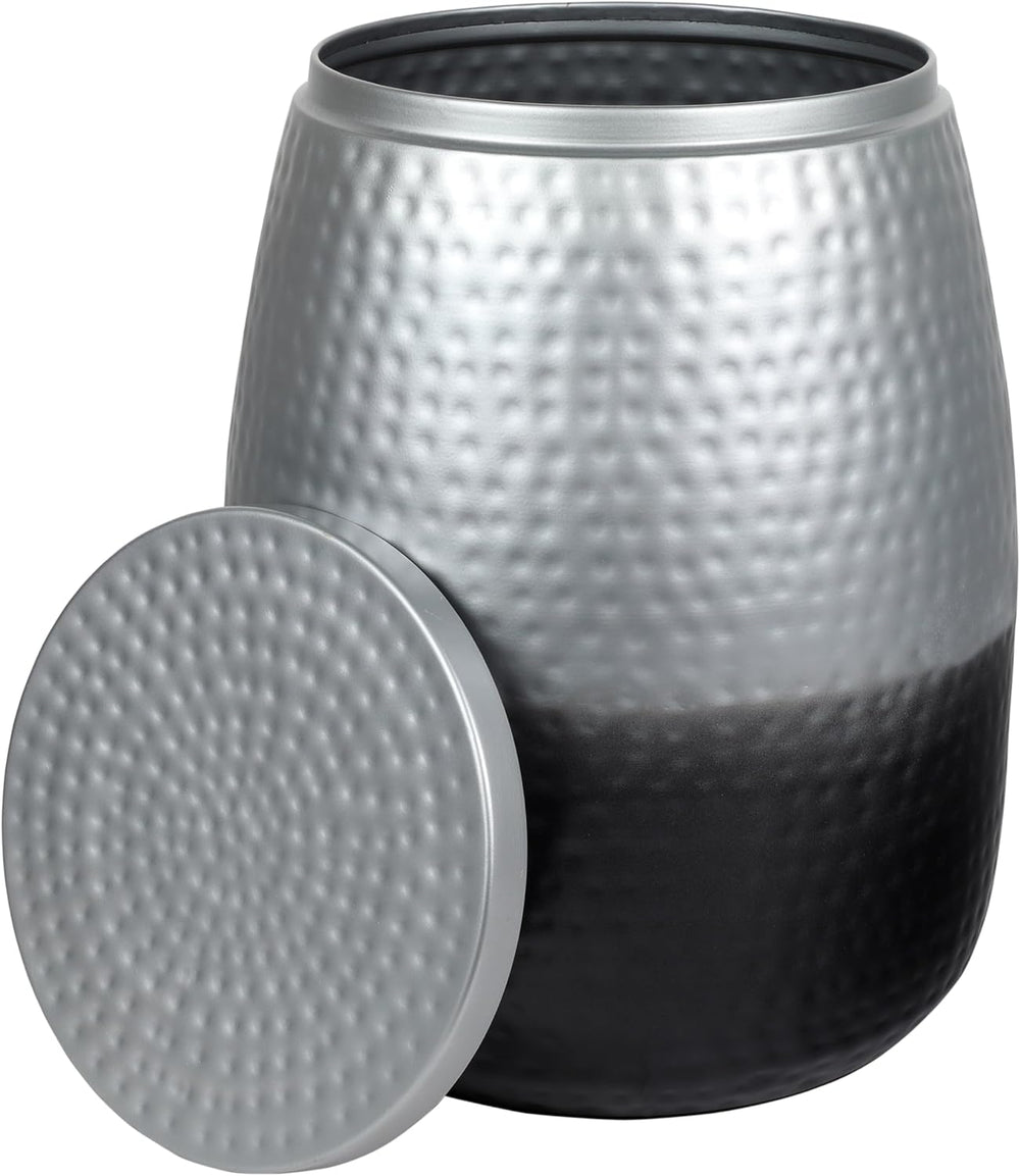 happimess SSL2001E Merida 15" Modern Rustic Hammered Metal Drum Storage ...