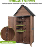 Outdoor Storage Shed with Metal Frame,Garden Storage with Adjustable Shelfs,Wooden House for Backyard, Patio, Poolside