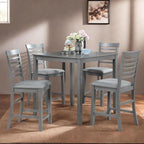 Dining Table Set for 4, Modern 5 Piece Dining Room Table Set with Square Table & 4 Ladder Backrest Upholstered Chairs, Counter Height Kitchen Chairs Set for Small Space, Gray