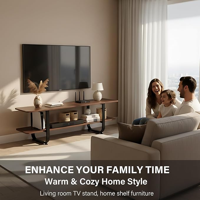 Tiita Bamboo TV Stand with Storage for TV up to 65 inch, Bamboo Rattan TV Con...