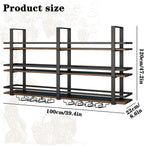 Wall Mounted Wine Rack with LED Light, Metal Liquor Bottles Display Shelf, Floating Shelves Display Storage Organizer, Wall Bar Shelves with Wine Glass Holder for Home Bar Kitchen (black, 39.4in)