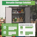 U-MAX Resin Outdoor Storage Cabinet Waterproof with Adjustable Shelves, Vertical Tall Plastic Storage Shed with Reinforced Floor, All Weather Sheds & Outdoor Storage Clearance with Base for Outside