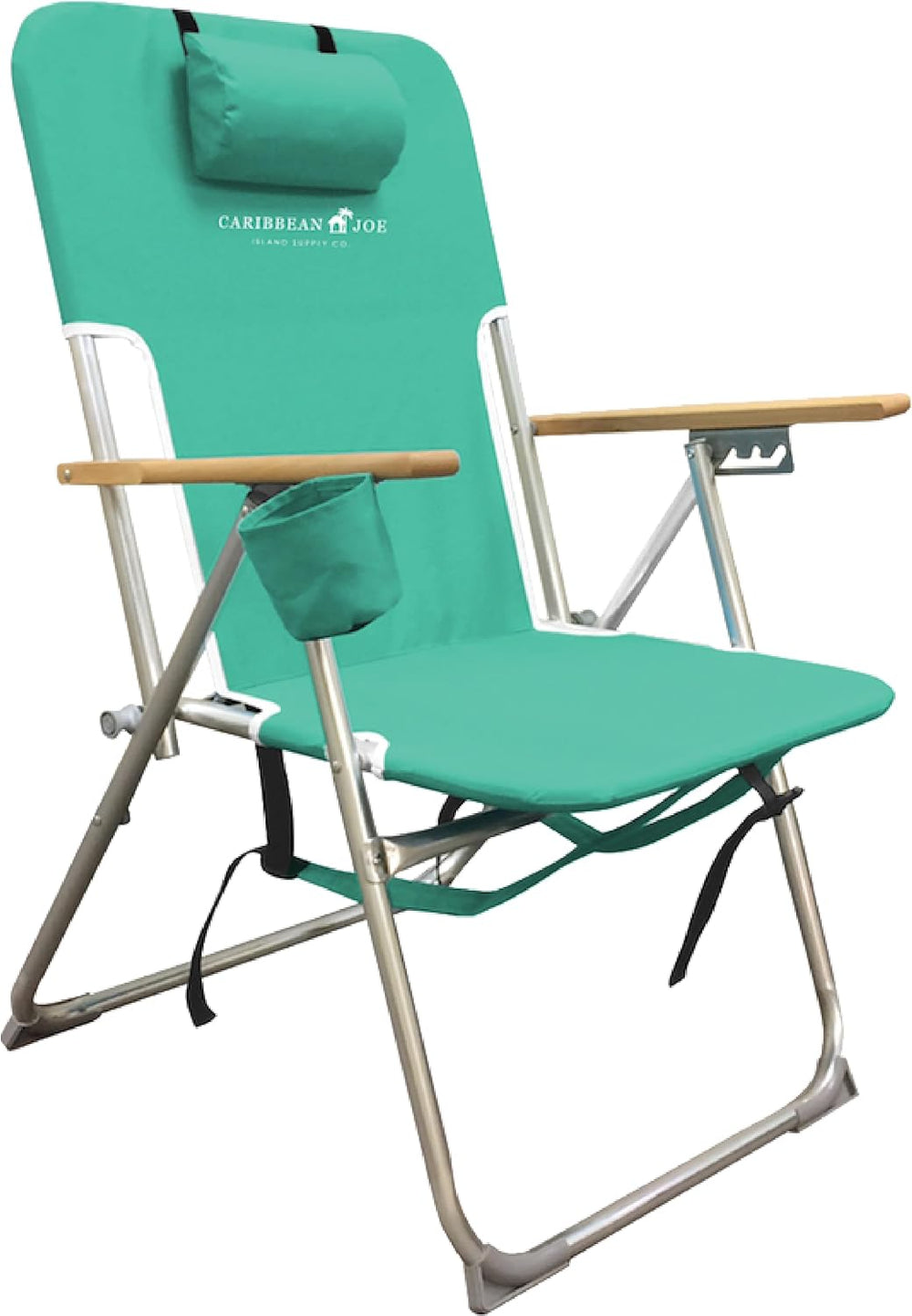 CARIBBEAN JOE Folding Beach Chair, 4 Position Portable Backpack Foldable Camp...