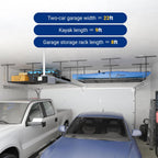 FLEXIMOUNTS 4x8 Overhead Garage Storage Rack, Adjustable Organization System, Heavy-Duty Metal Ceiling Racks, 750lbs Weight Capacity, Hammertone, Classic Series
