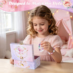 Ballerina Music Box for Girls, Swan Lake Musical Jewelry Box Organizer with Spinning Ballerina, Kids Jewelry Storage Case with Jewelry Set, Birthday for Toddler Girls