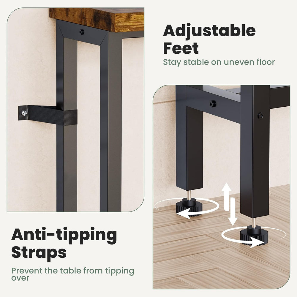 GRLEAF 102" Sofa Table with Built-in Power Strip (4 AC Outlets & 4 U...