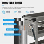3 Tier Rolling Tool Cart on Wheels, Heavy-Duty Utility Cart Service Cart with Locked Drawers for Garage, Warehouse, Repair Shop, Workshop…