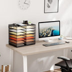 Marbrasse 8 Tier Desktop Literature Organizer, Mesh Paper Organizer Desk Organizers, File Sorter Mail Center Paper Storage Cabinet Classroom Keepers Mailbox for Office Home School, Black