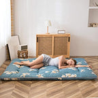 MAXYOYO Japanese Floor Mattress Futon Mattress, 4" Thicken Tatami Mat Sleeping Pad Foldable Roll Up Mat Boys Girls Dormitory Pad Kids Floor Lounger Pillow Bed, Charcoal Grey, Queen Size