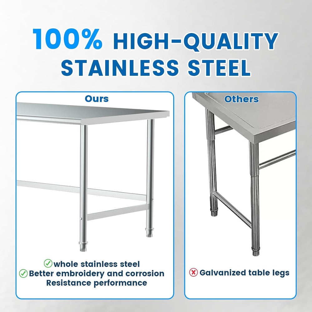 Treshin Open Base Stainless Steel Table 24" X 48" | Commercial Heav...
