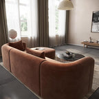 Acanva Luxury Modern Tight Curved Back Velvet Sofa, Minimalist Style Comfy Couch for Living Room Apartment, L-Shape Right Chaise, Tangerine