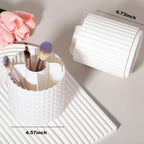 Anyoifax Makeup Brush Holder Organizer 360°Rotating Make Up Brushes Container for Vanity, Spinning Cosmetics Storage Cup, Masonite White