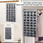 Dual Sided Hanging Sunglasses Organizer Storage Wall Mounted Eyeglasses Holder Eyewear Display Case with 40 Clear Slots (40 Pockets-Grey)