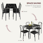 VECELO 5 Piece Dining Table Set for 4, Dinette with Chairs for Kitchen, Breakfast Nook, Small Space,Easy Assembly