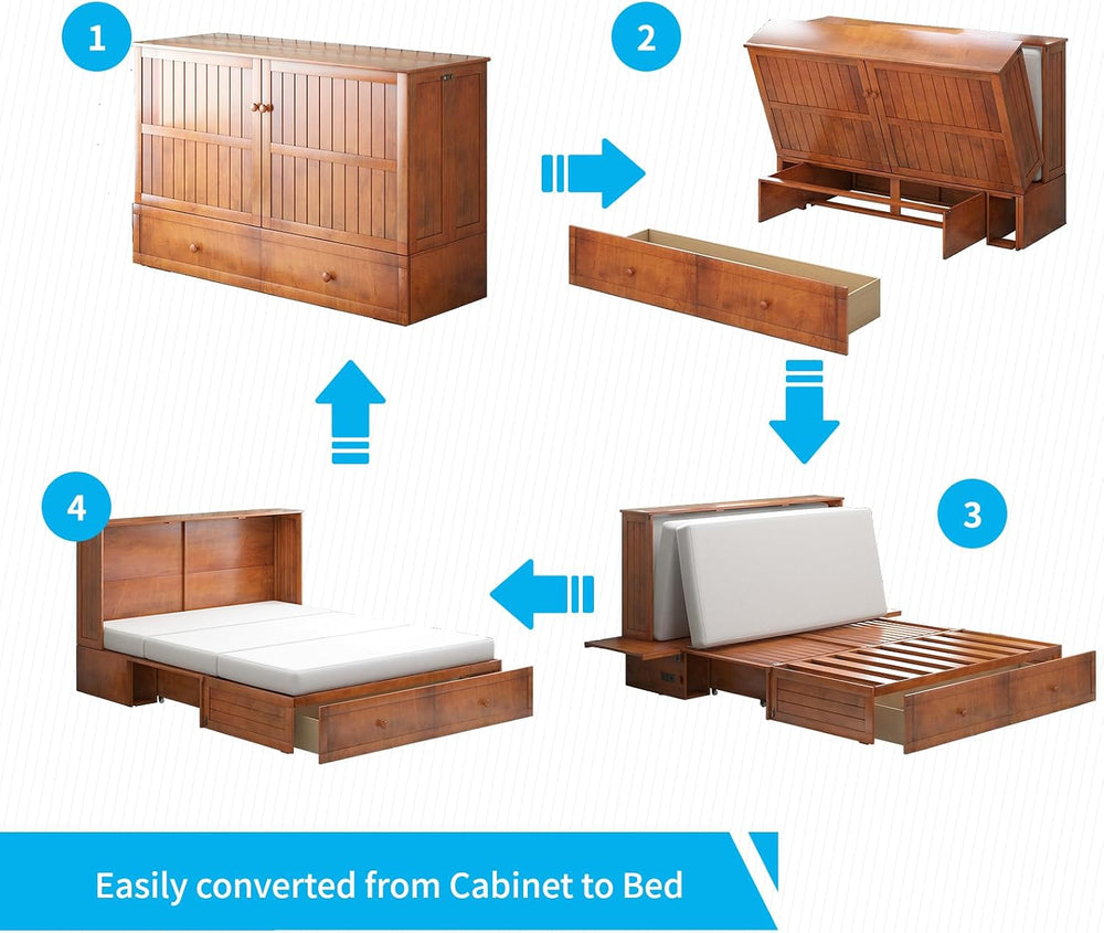 Mjkone Queen Size Murphy Cabinet Bed with Mattress Include, Queen Murphy Bed ...