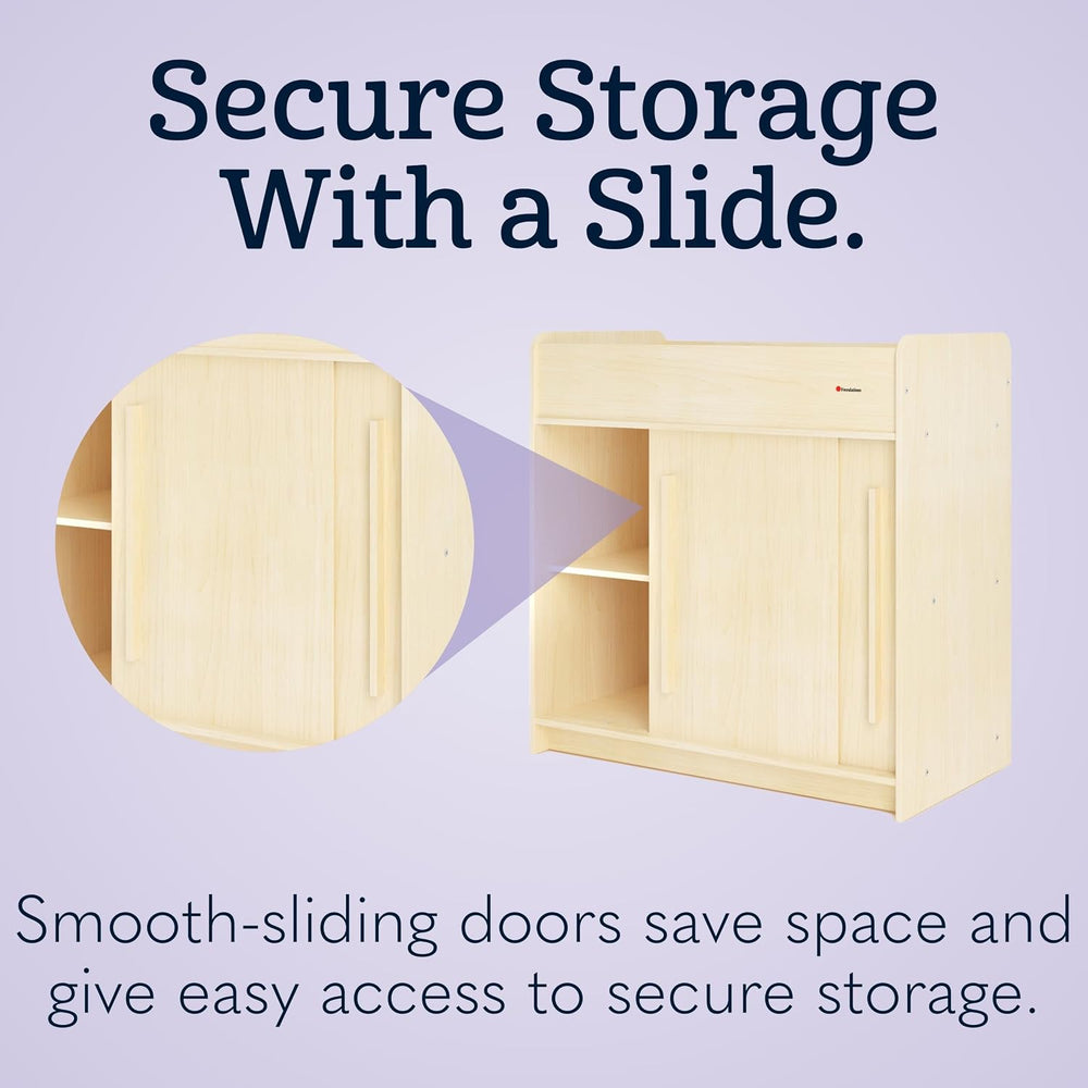Foundations SafeGlide Daycare Changing Table w/Built-In Shelving, Natural
