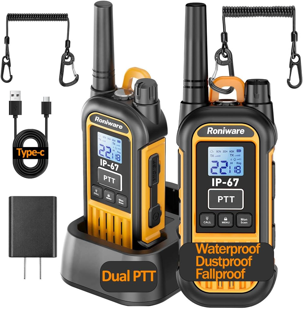 IP67 Waterproof Walkie Talkies Long Range for Adult Rugged Radios