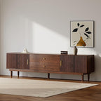 Mid Century Modern TV Stand for 90 inch TV, 78.7" Walnut TV Console with 2 Storage Cabinet & 2 Drawers, Entertainment Center, Media Console for Living Room/Bedroom