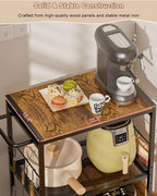 Feyejade 3-Tier Rolling Kitchen Cart with Storage, Compact Metal Island | Compact size for pantry storage, adjustable shelf utility cart, pull out drawer, microwave stand table top open shelving