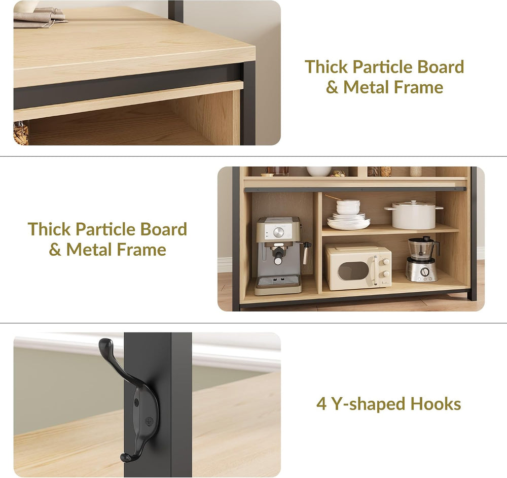 42'' Kitchen Island with Charging Station - Sliding Barn Door & 3...